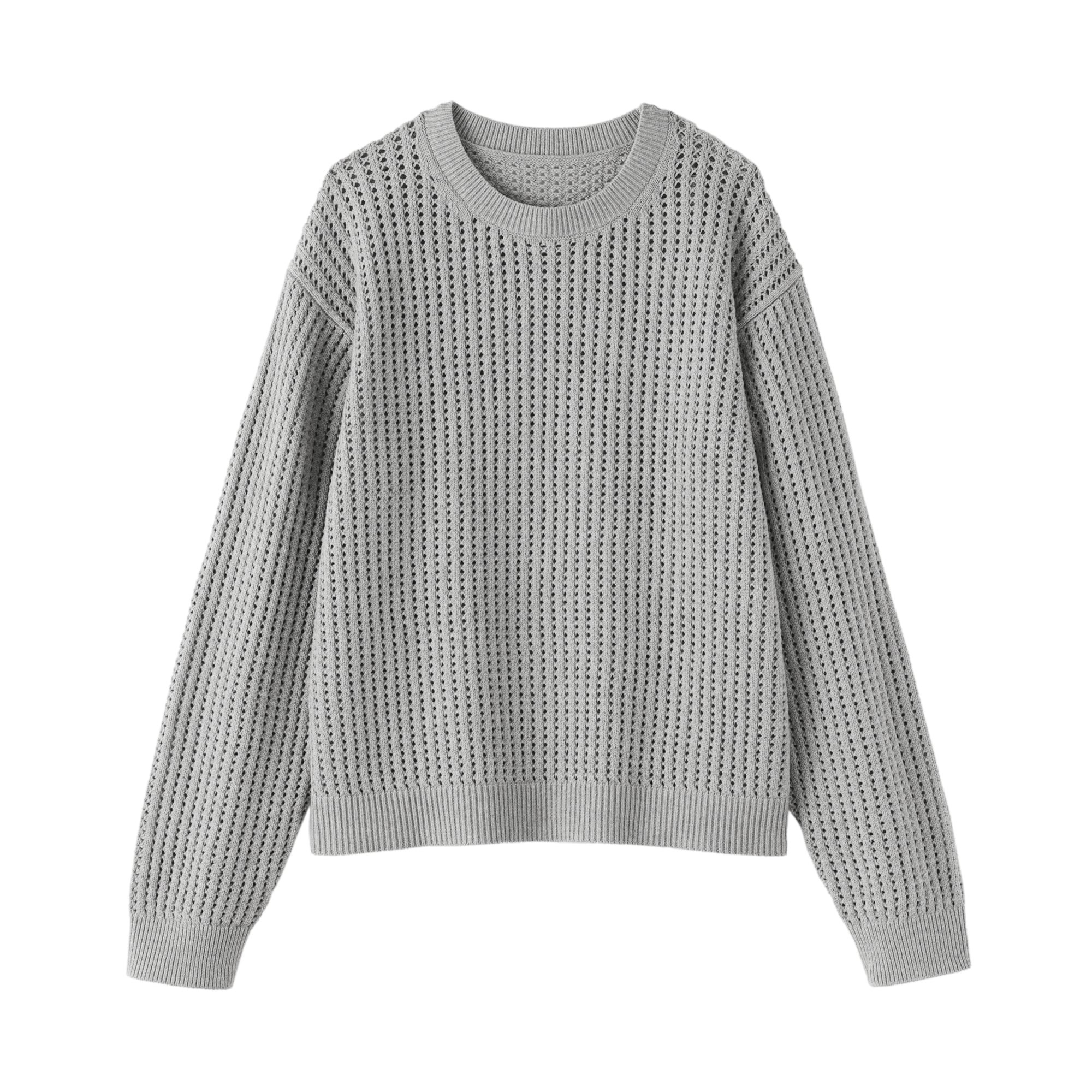 婦人　洗えるメッシュクルーネックセーター