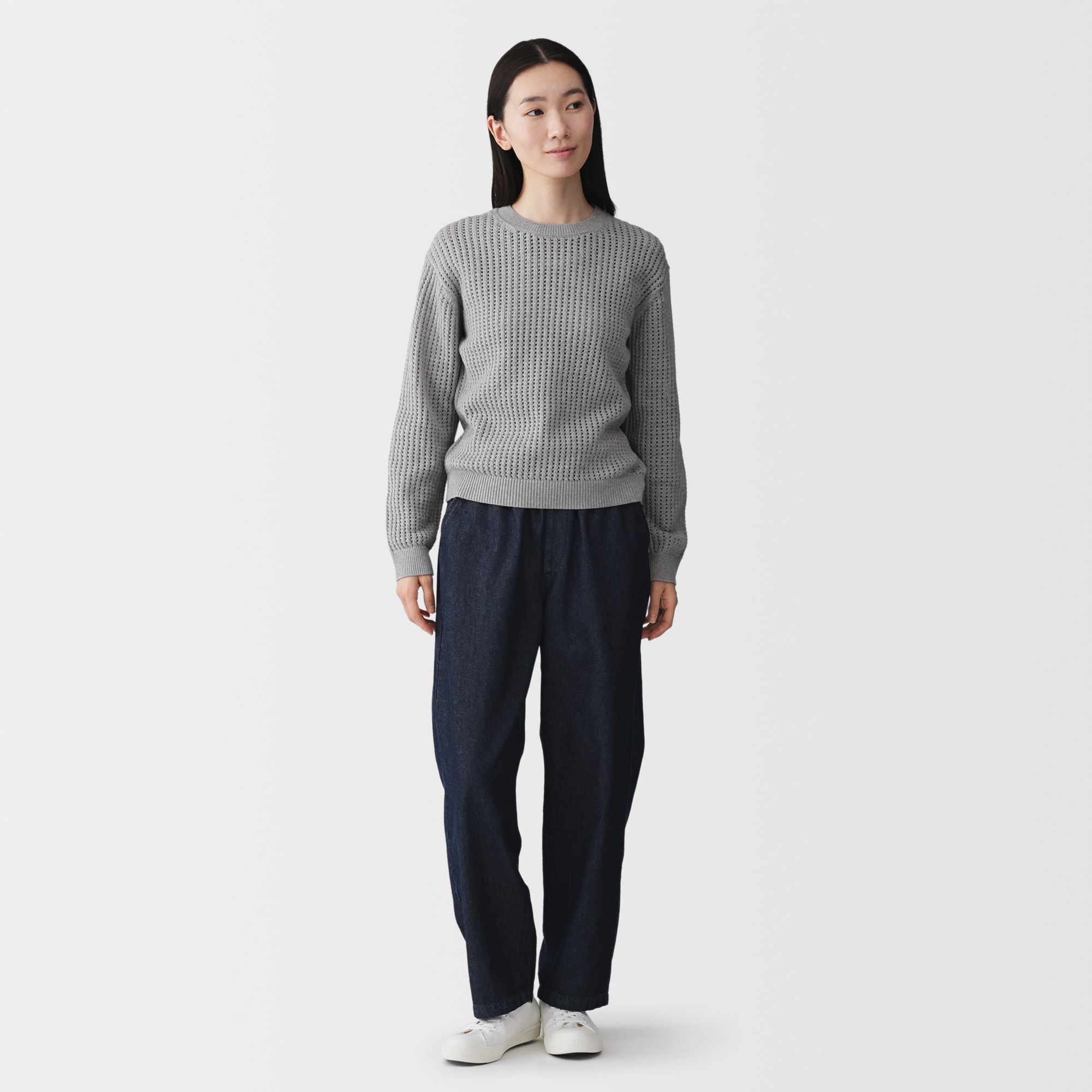 婦人 洗えるメッシュクルーネックセーター | 無印良品