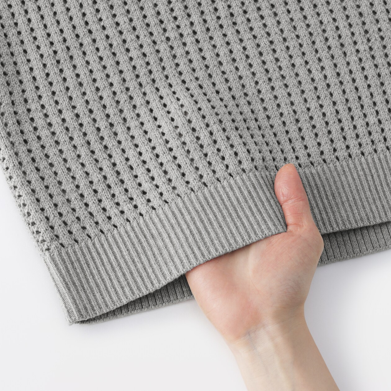 婦人　洗えるメッシュクルーネックセーター