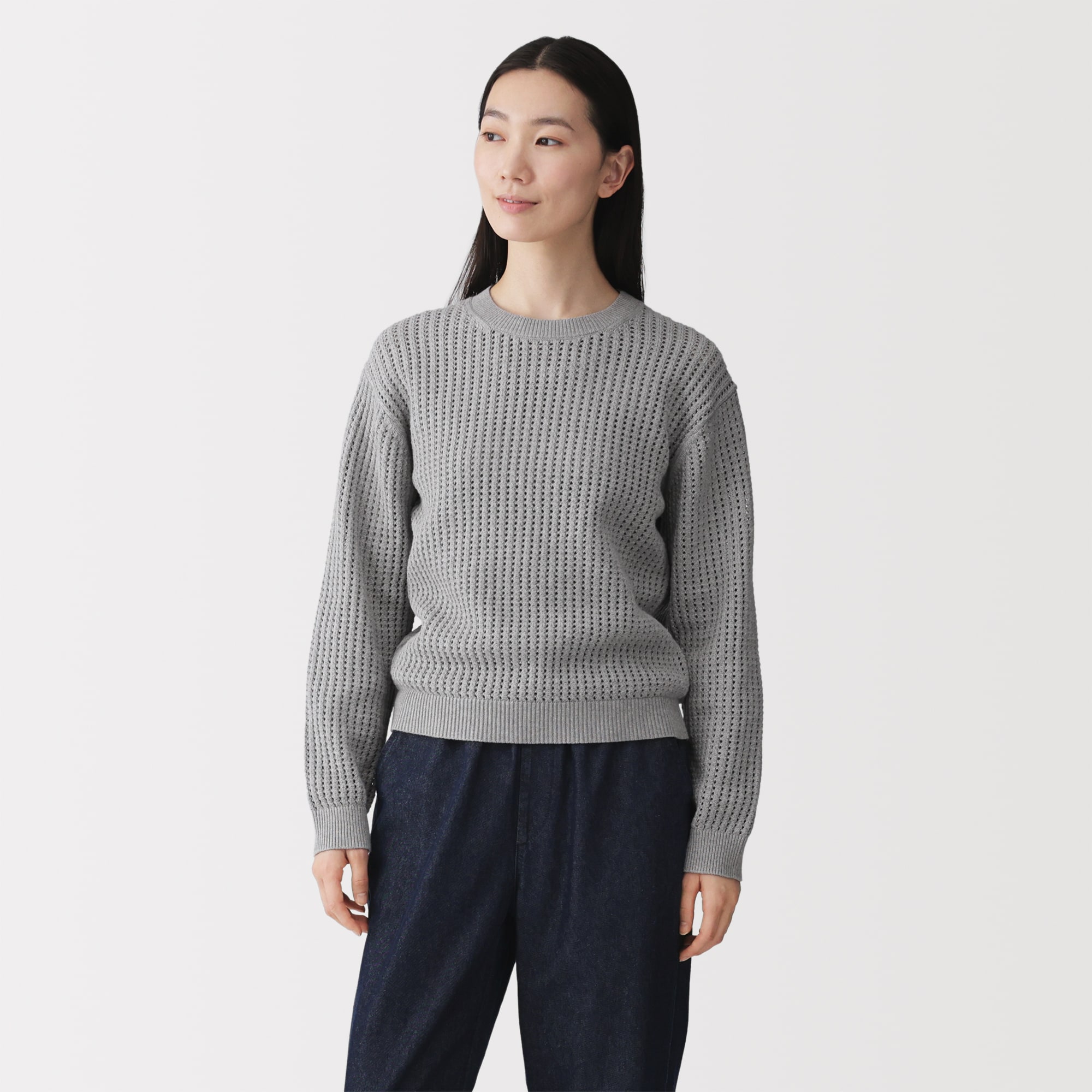 新品 定価3.5万 ナナミカ メッシュクルーネックセーター S 光電子 グレー 新品 定価3.5万 ナナミカ メッシュクルーネックセーター S 光電子 グレー