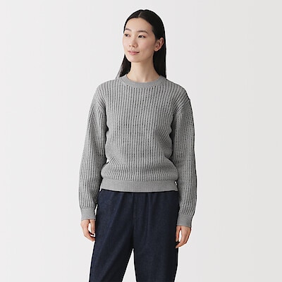 婦人　洗えるメッシュクルーネックセーター