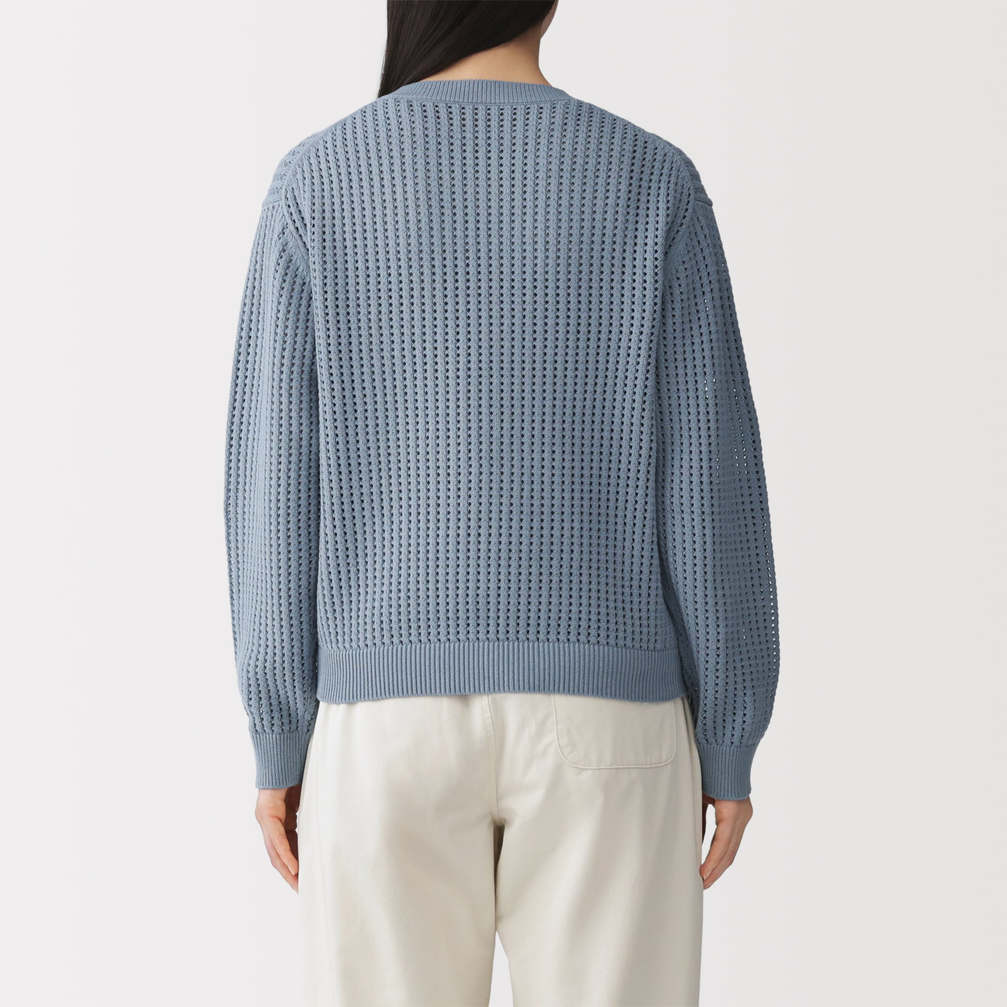 婦人　洗えるメッシュクルーネックセーター