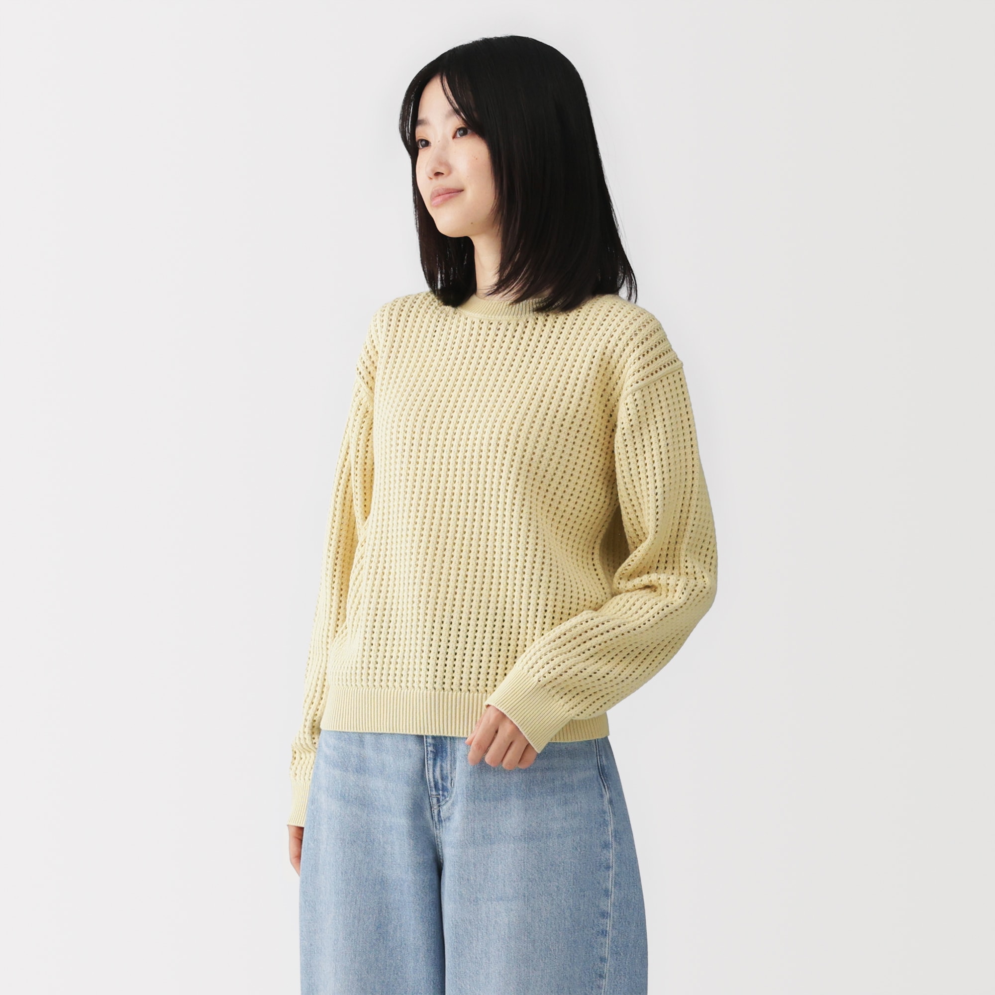 婦人 洗えるメッシュクルーネックセーター | 無印良品