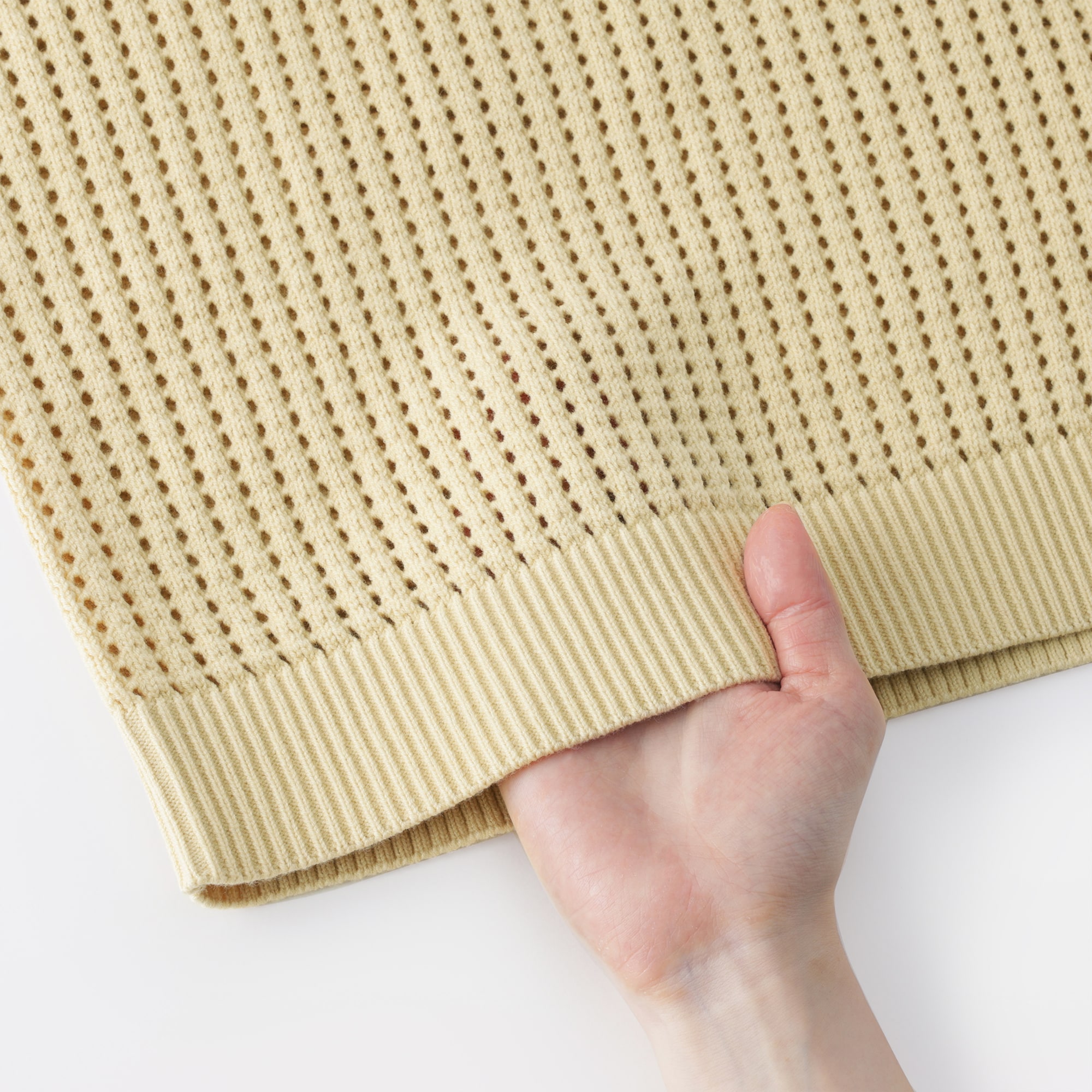 婦人　洗えるメッシュクルーネックセーター