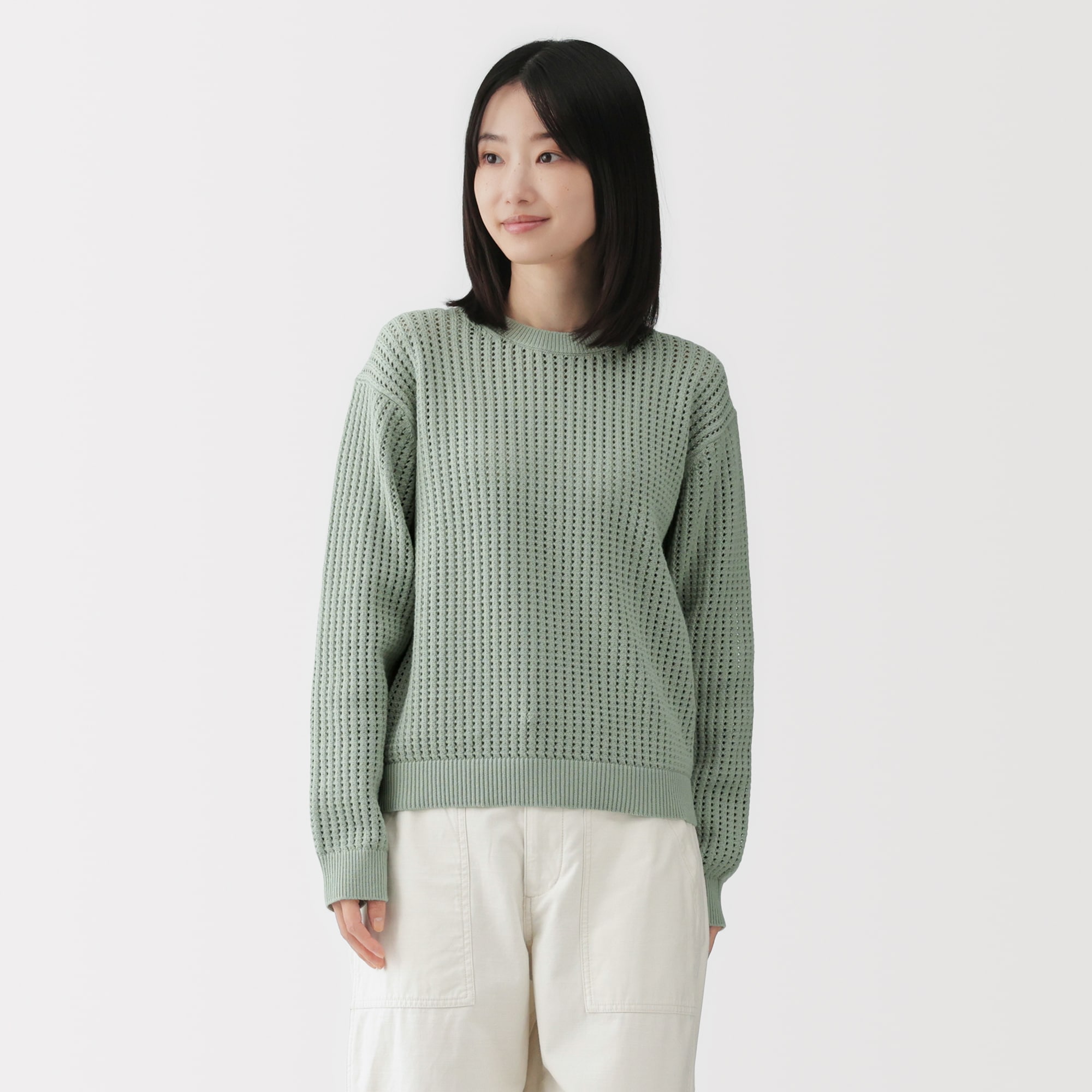 婦人 洗えるメッシュクルーネックセーター | 無印良品