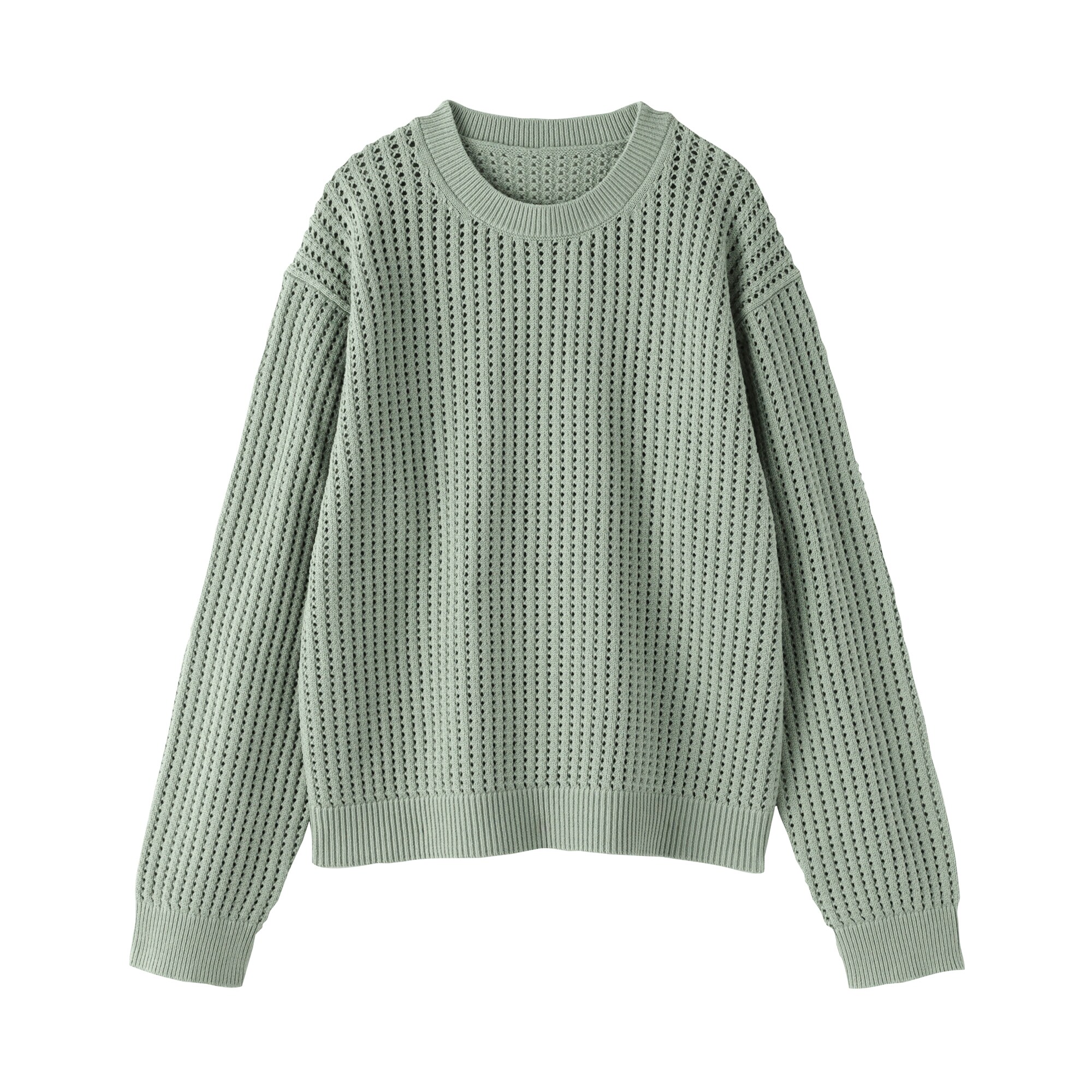 婦人　洗えるメッシュクルーネックセーター