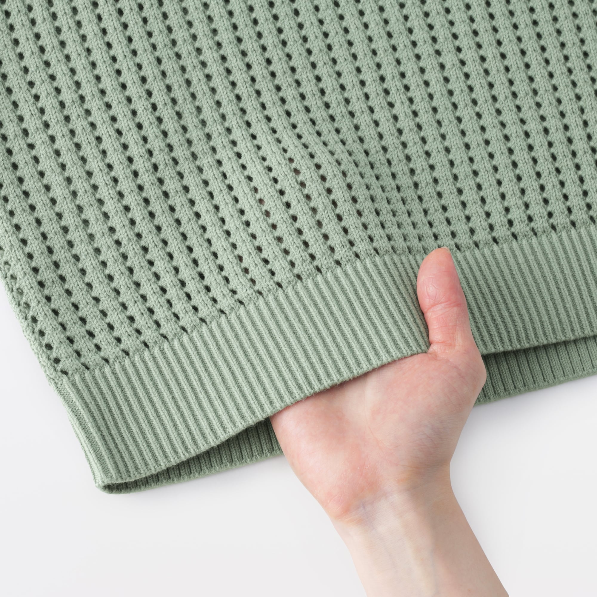 婦人　洗えるメッシュクルーネックセーター