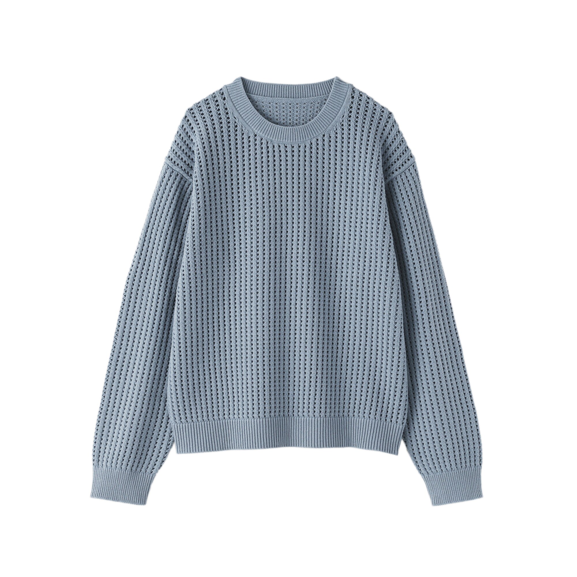 婦人　洗えるメッシュクルーネックセーター