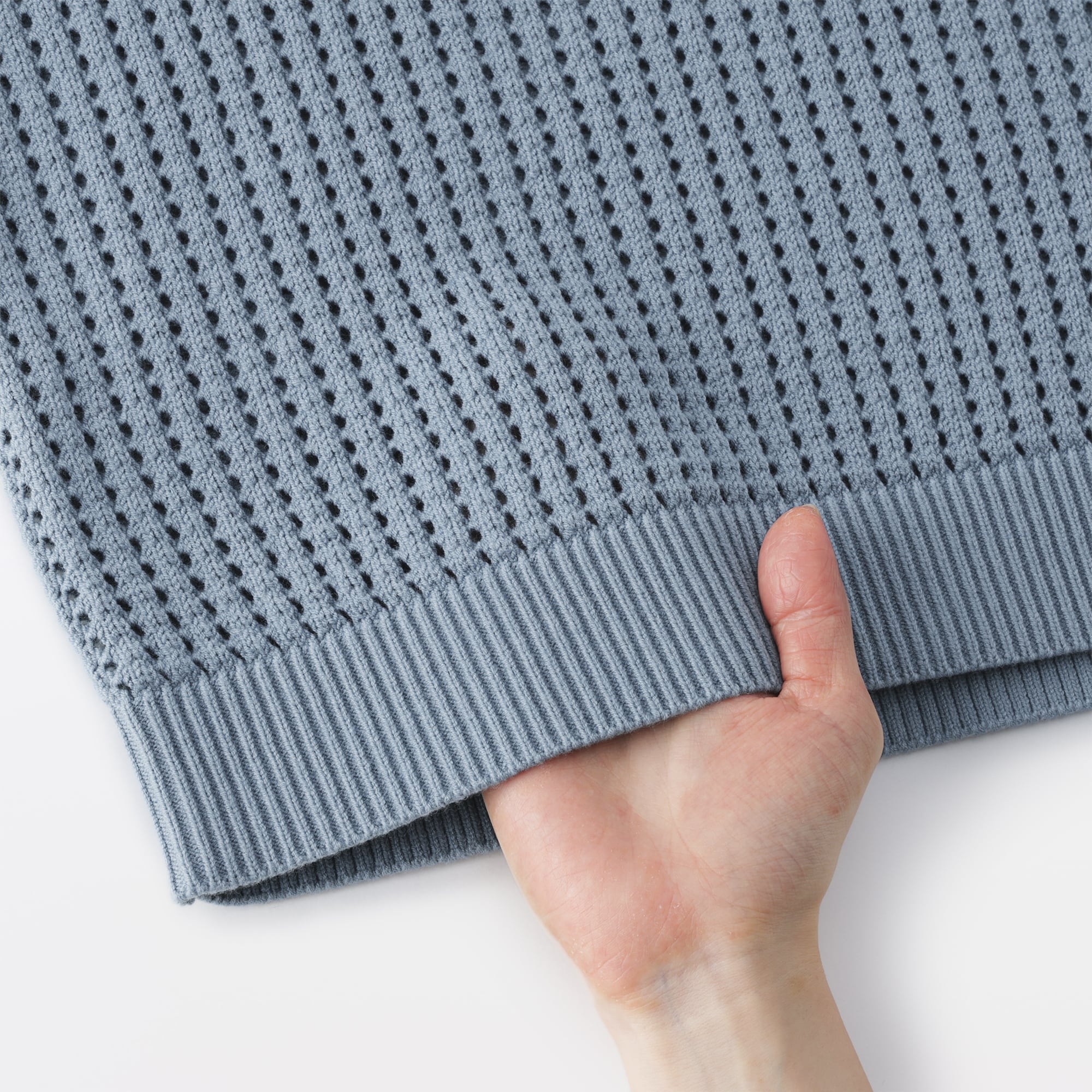 婦人　洗えるメッシュクルーネックセーター