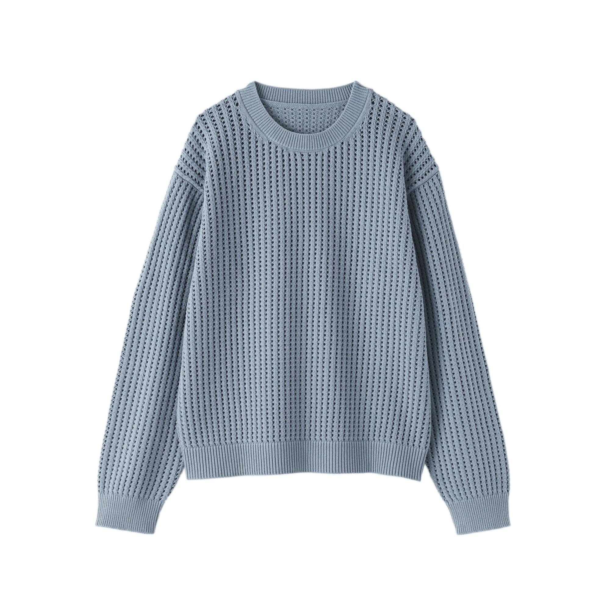 婦人　洗えるメッシュクルーネックセーター