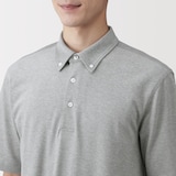 紳士　涼感ＵＶカット鹿の子編みボタンダウン半袖ポロシャツ