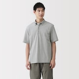 紳士　涼感ＵＶカット鹿の子編みボタンダウン半袖ポロシャツ