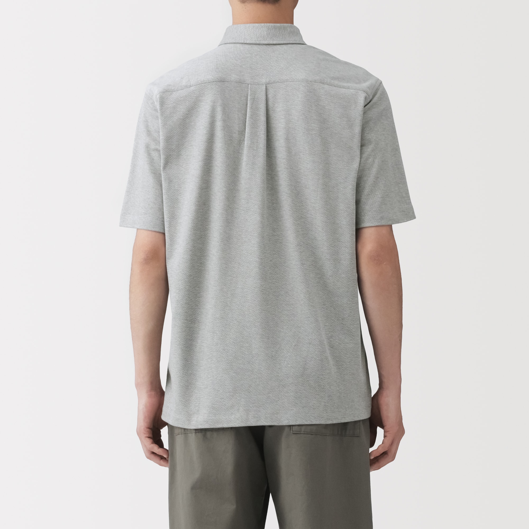 紳士　涼感ＵＶカット鹿の子編みボタンダウン半袖ポロシャツ