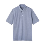 紳士　涼感ＵＶカット鹿の子編みボタンダウン半袖ポロシャツ