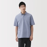 紳士　涼感ＵＶカット鹿の子編みボタンダウン半袖ポロシャツ