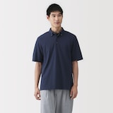 紳士　涼感ＵＶカット鹿の子編みボタンダウン半袖ポロシャツ
