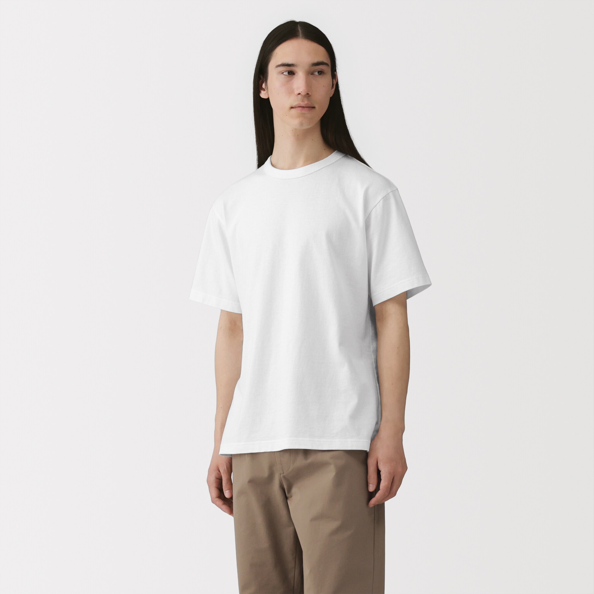 紳士　洗いざらし太番手クルーネック半袖Ｔシャツ