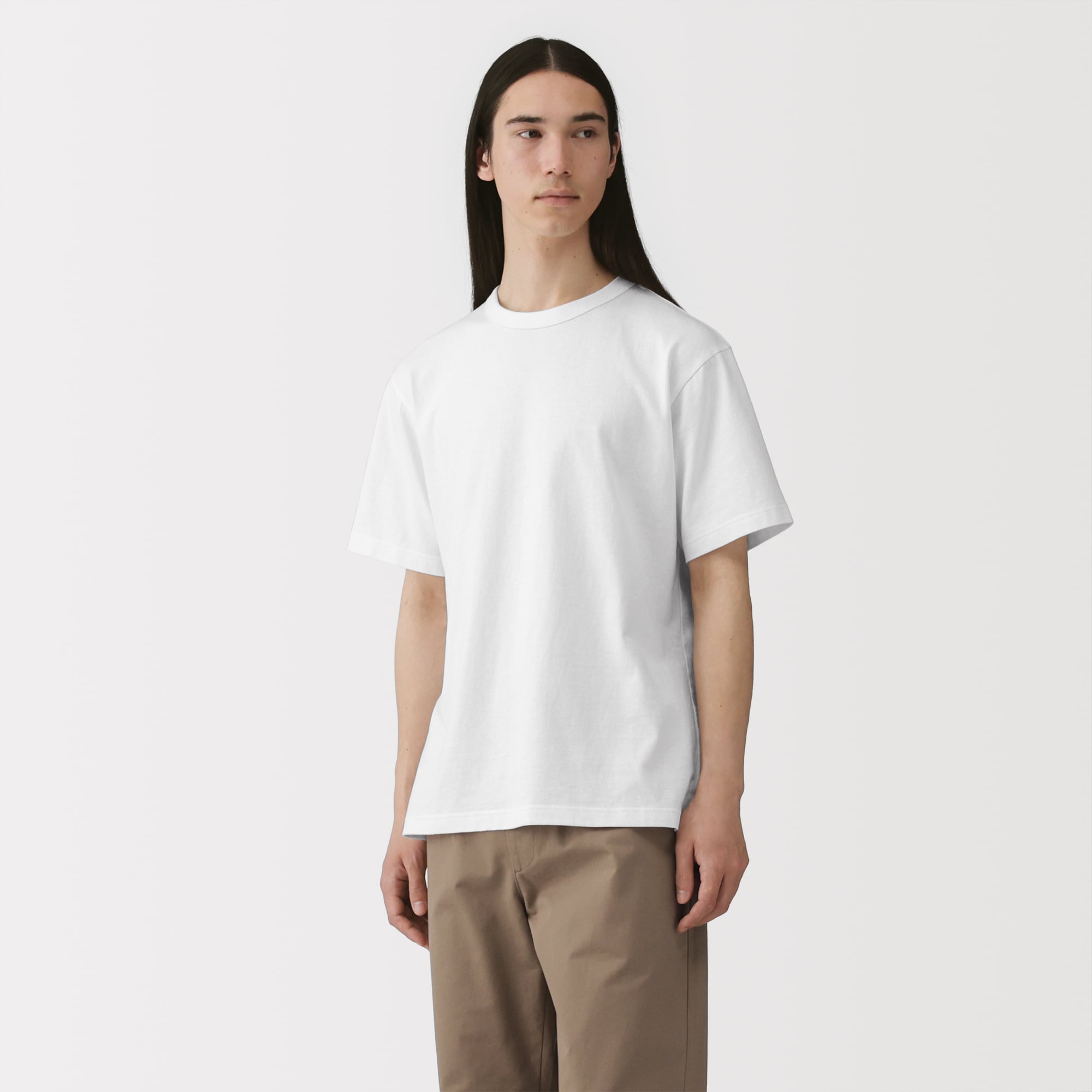 紳士 洗いざらし太番手クルーネック半袖Tシャツ | 無印良品