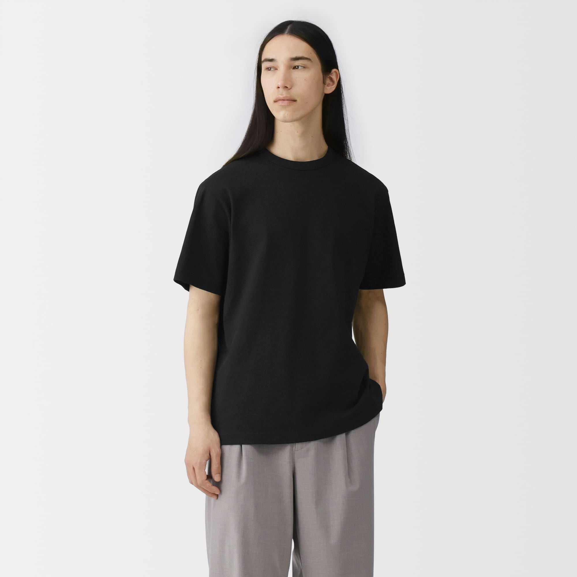 紳士 洗いざらし太番手クルーネック半袖Tシャツ | 無印良品
