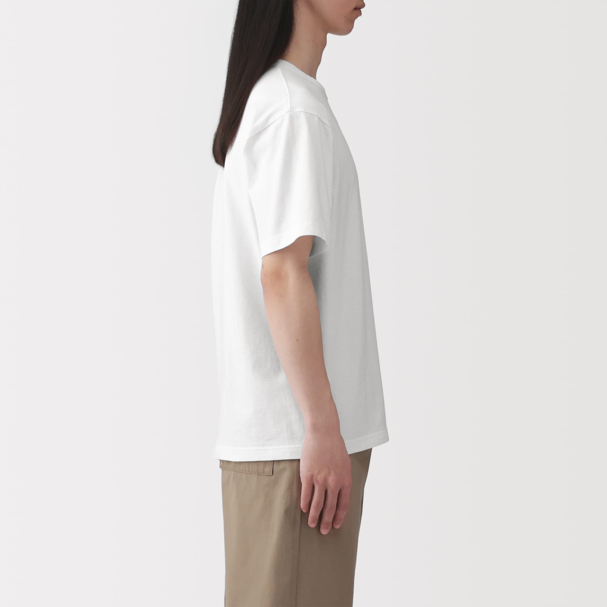 紳士 洗いざらし太番手クルーネック半袖Tシャツ | 無印良品