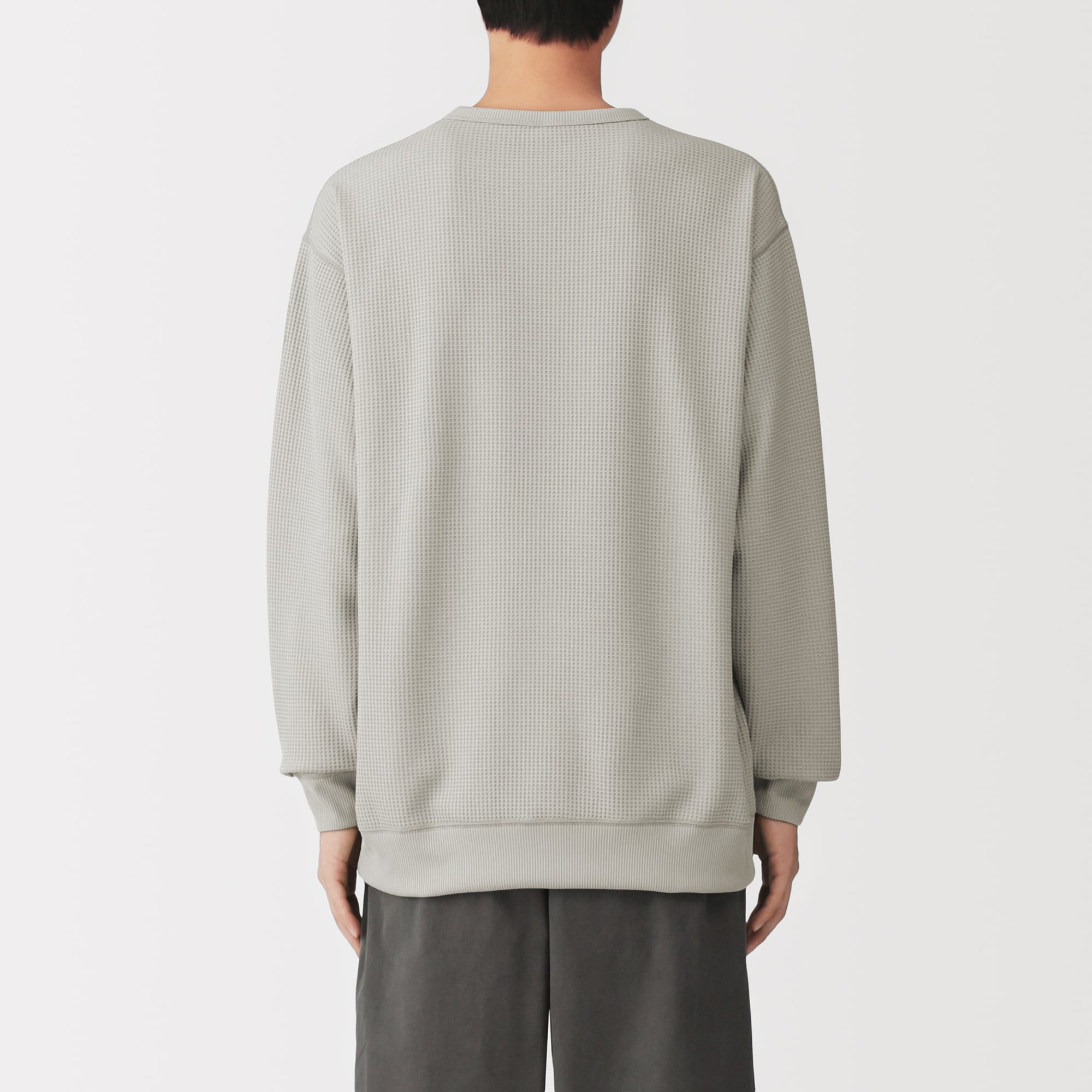 紳士 UVカット乾きやすいワッフルクルーネック長袖Tシャツ | 無印良品
