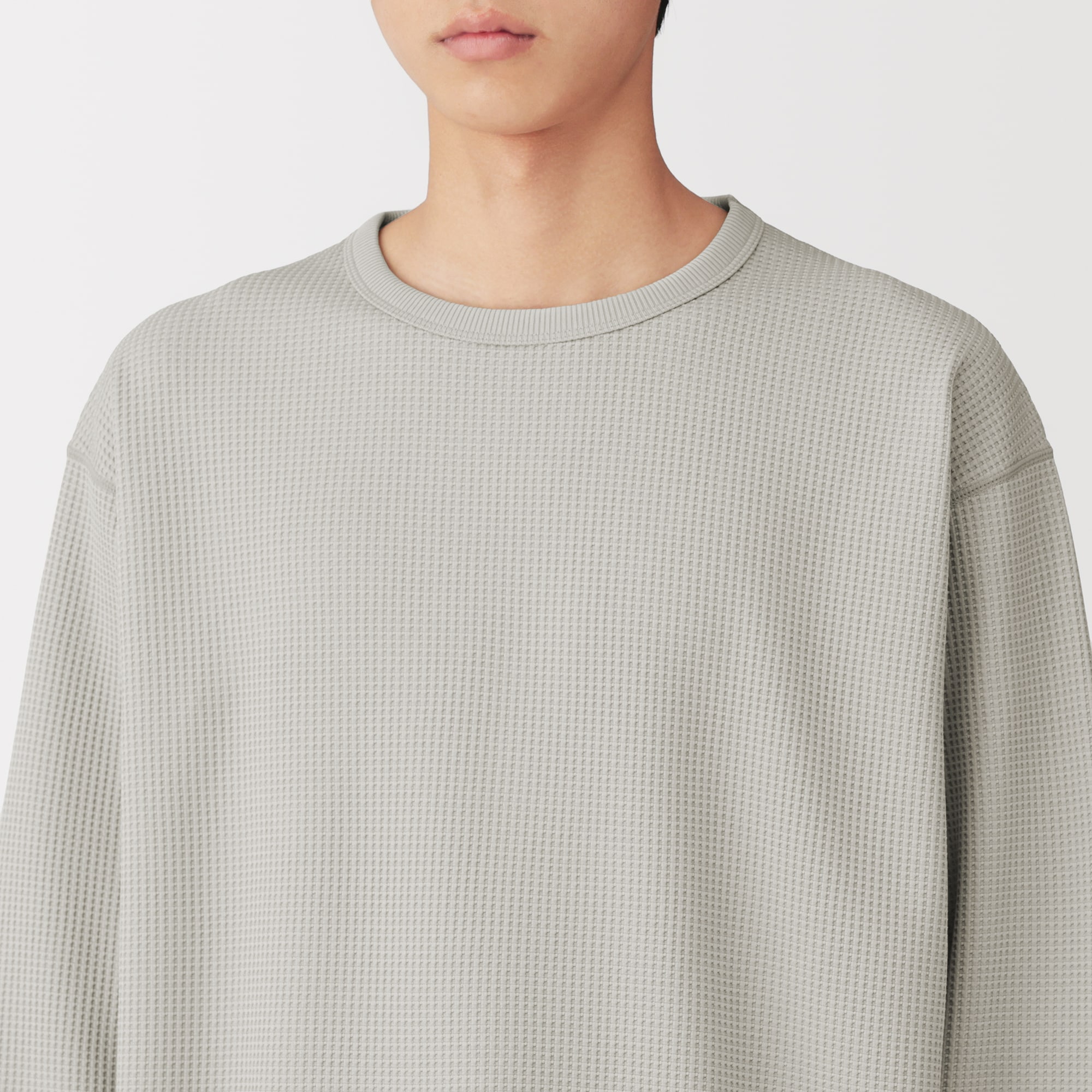 紳士 UVカット乾きやすいワッフルクルーネック長袖Tシャツ | 無印良品