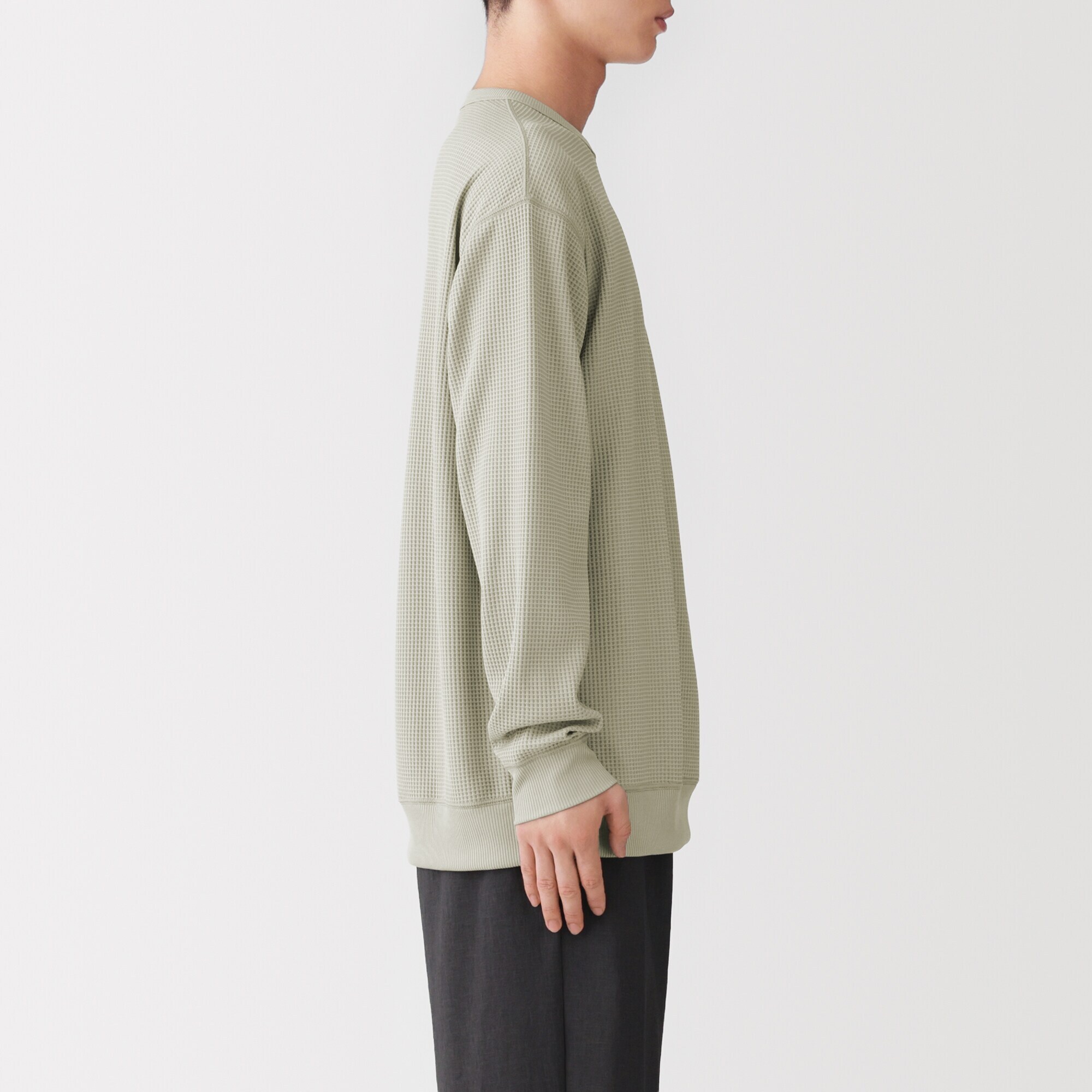 紳士　ＵＶカット乾きやすいワッフルクルーネック長袖Ｔシャツ
