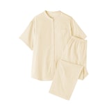 婦人　脇に縫い目のない　薄手ガーゼ五分袖パジャマ