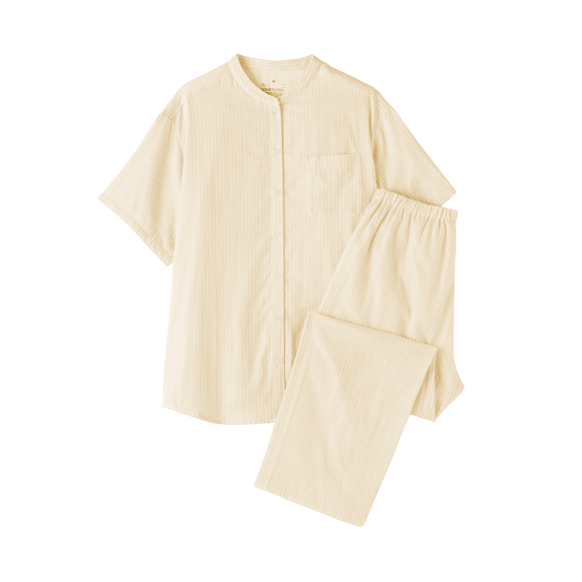 婦人　脇に縫い目のない　薄手ガーゼ五分袖パジャマ