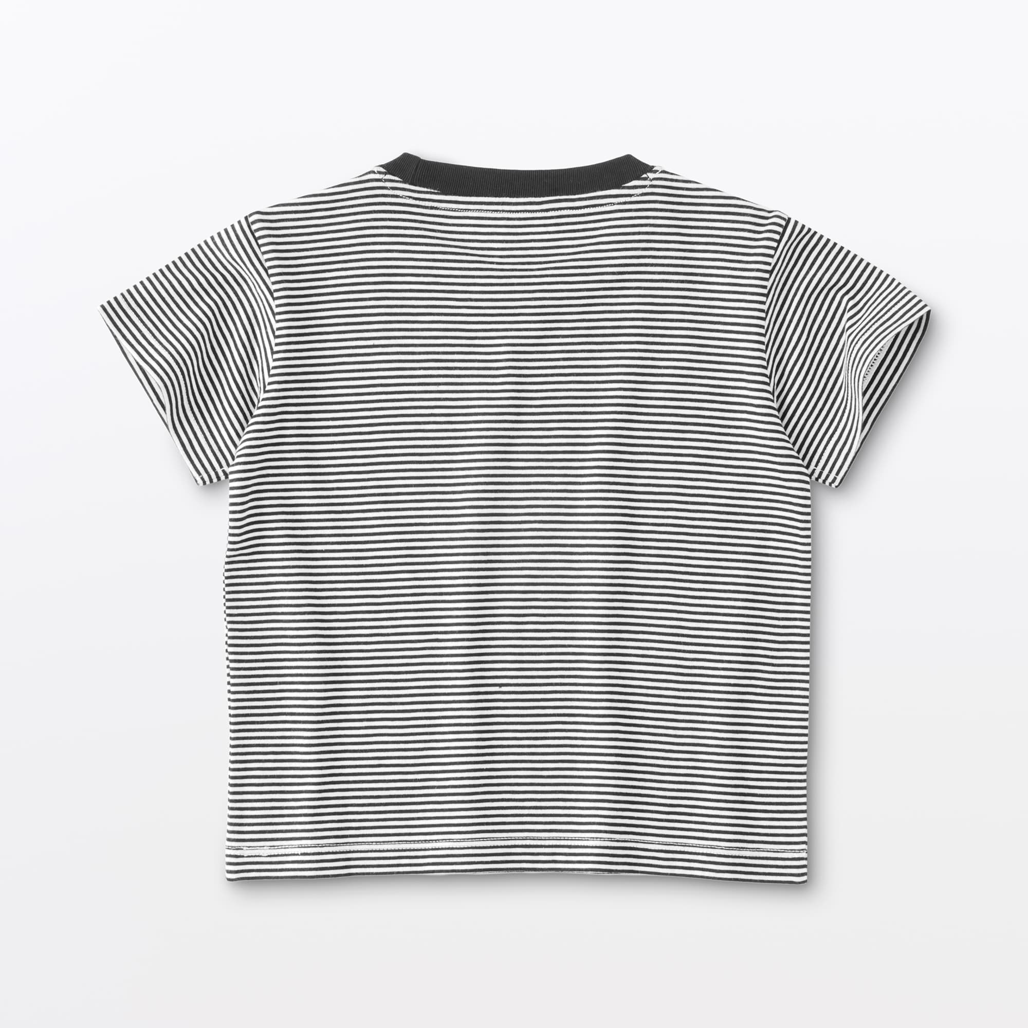 ベビー　あたまするっと　綿天竺編みクルーネック半袖Ｔシャツ　ボーダー