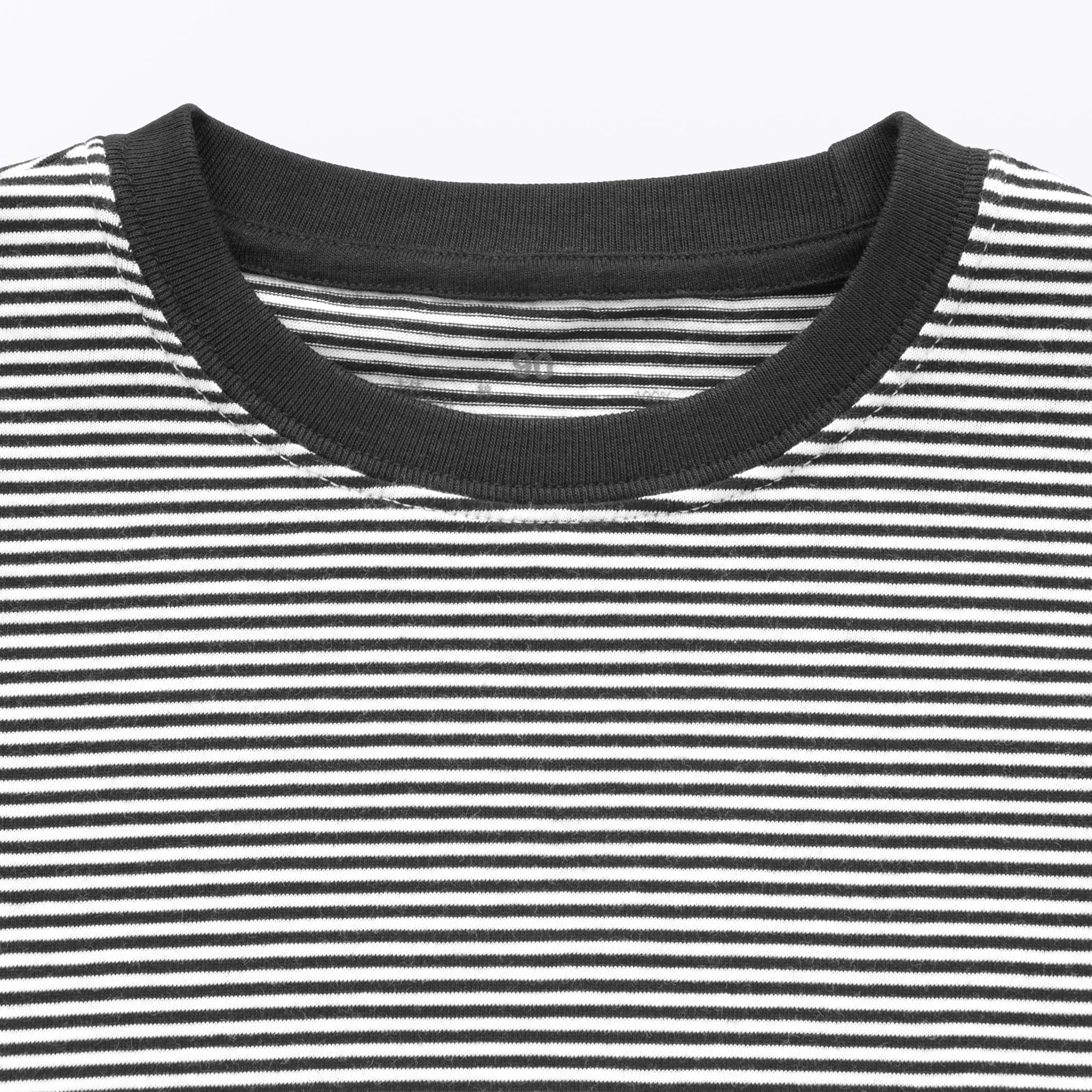 ベビー　あたまするっと　綿天竺編みクルーネック半袖Ｔシャツ　ボーダー