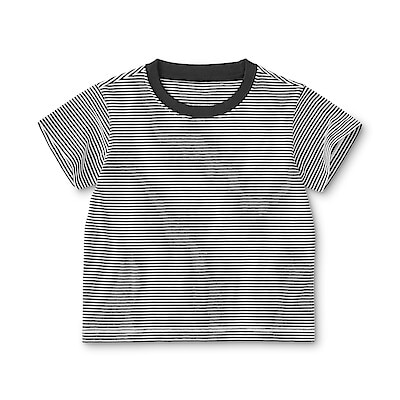 ベビー　あたまするっと　天竺編みクルーネック半袖Ｔシャツ　ボーダー