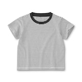 ベビー　あたまするっと　綿天竺編みクルーネック半袖Ｔシャツ　ボーダー