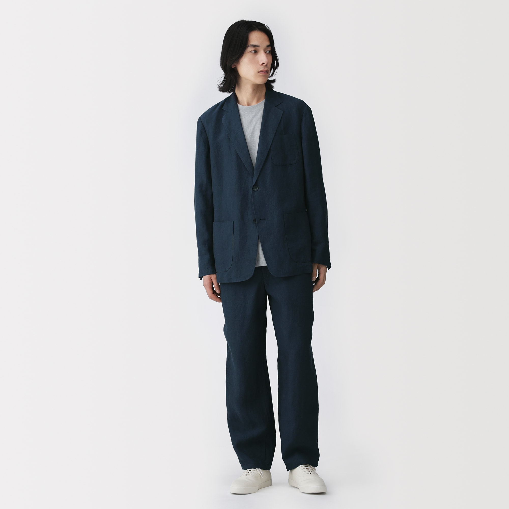 無印良品　リネン洗いざらしジャケット　パンツ　XL 紳士 リネン洗いざらしジャケット | 無印良品