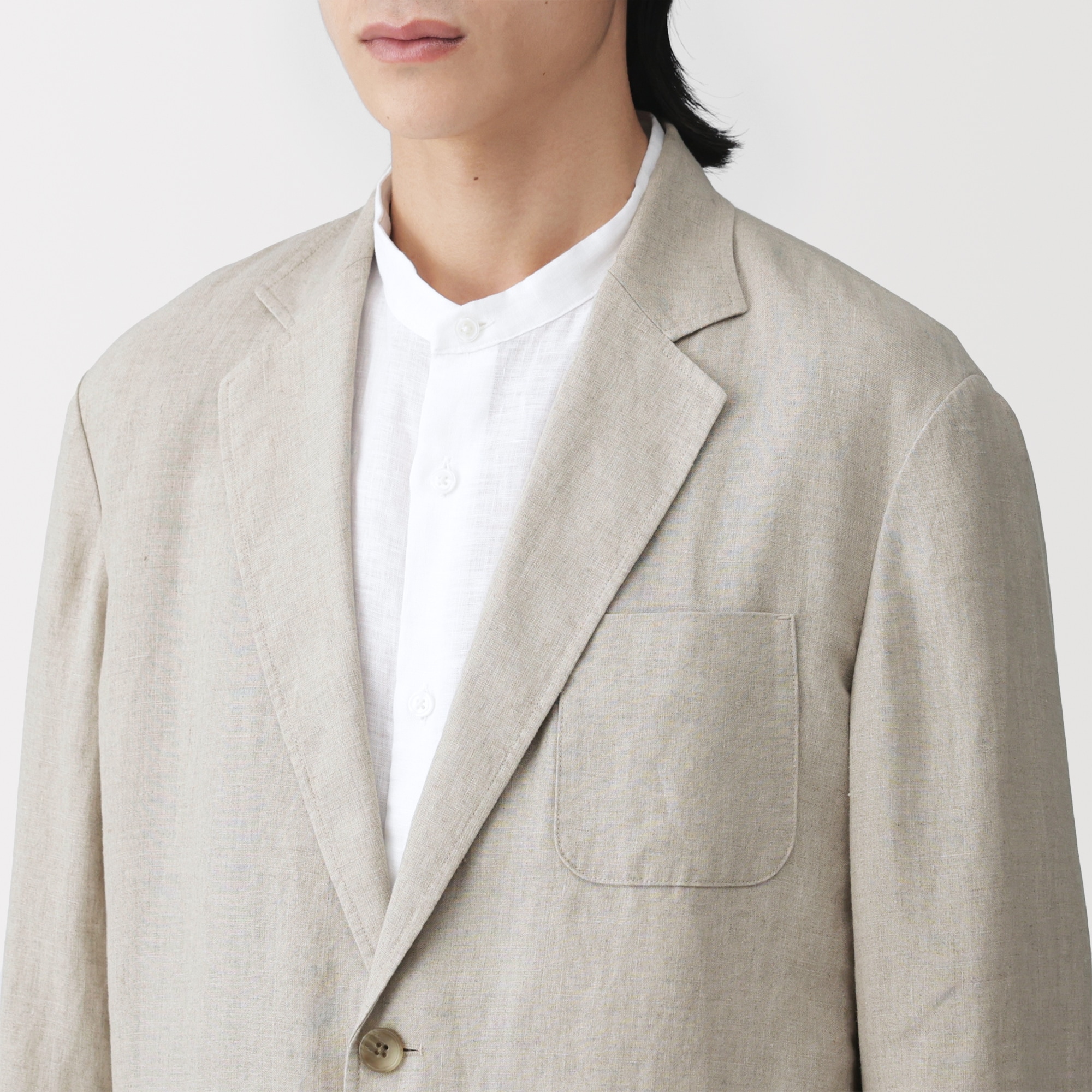 無印良品 新品 紳士　リネン洗いざらしジャケット 紳士　生成　メンズ　L 紳士 リネン洗いざらしジャケット | 無印良品