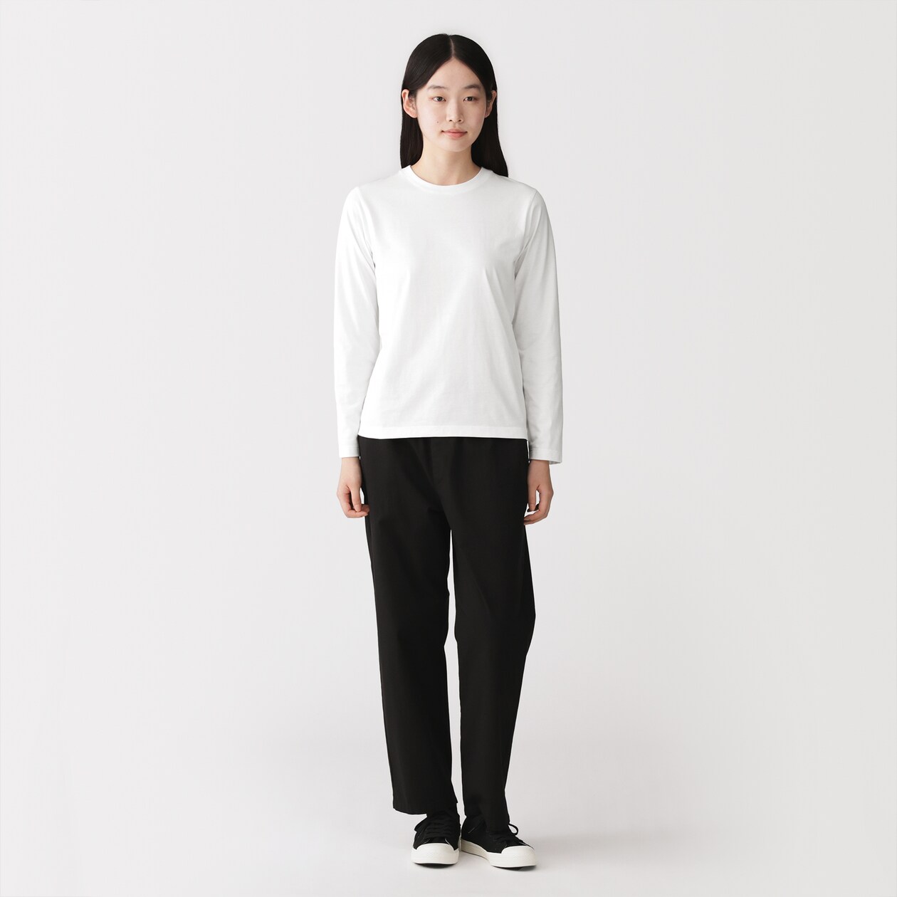 婦人　天竺編みクルーネック長袖Ｔシャツ