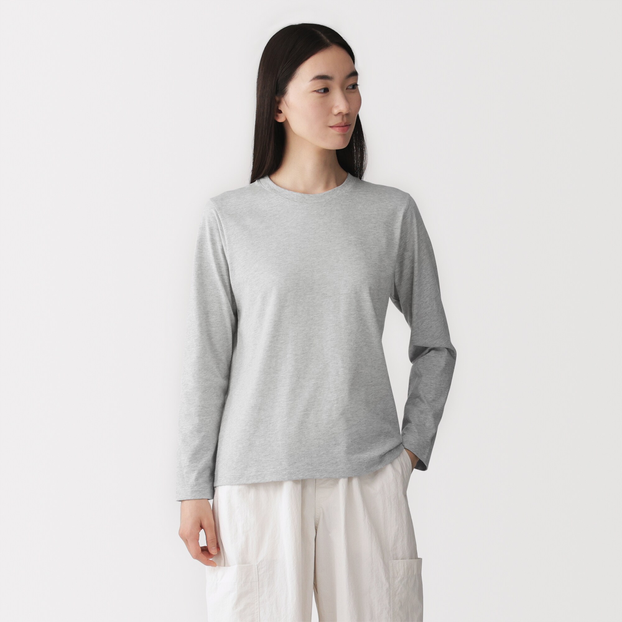 婦人　天竺編みクルーネック長袖Ｔシャツ