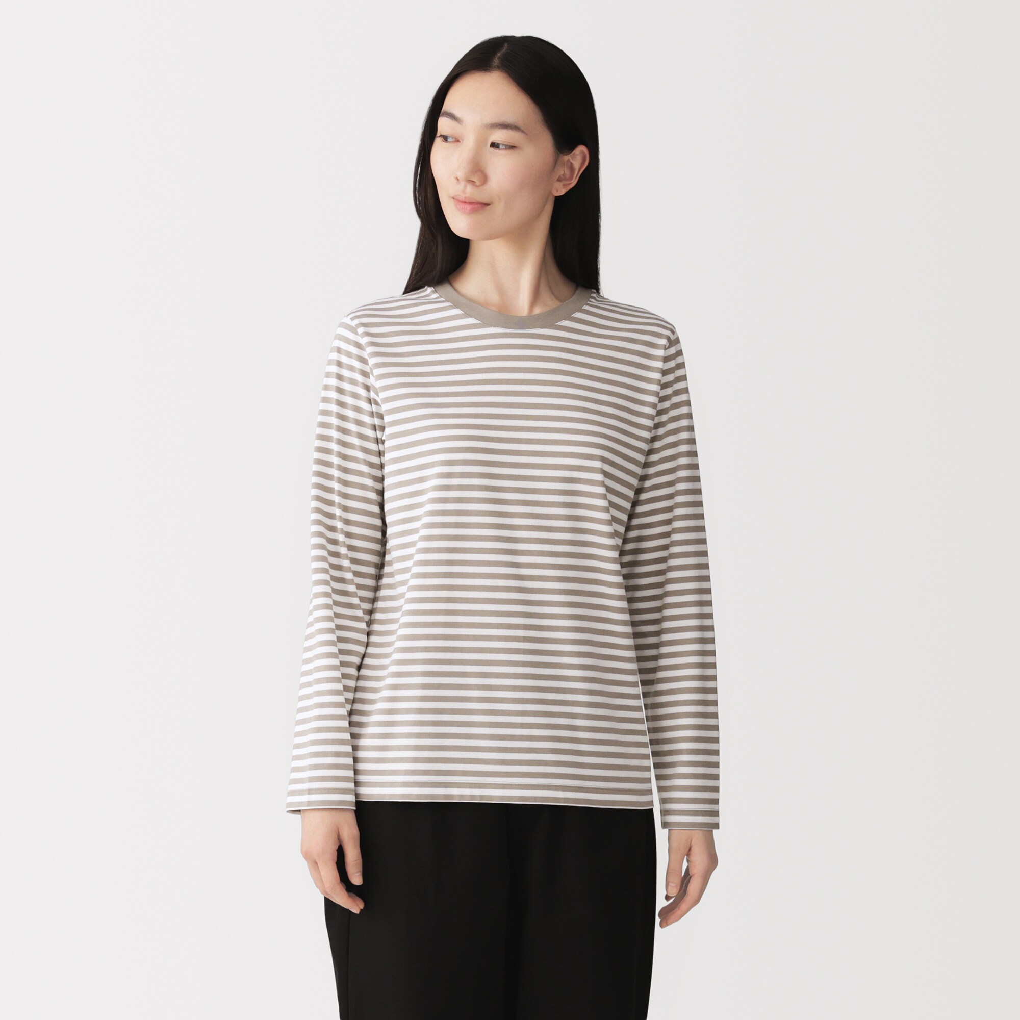 婦人　天竺編みクルーネック長袖Ｔシャツ