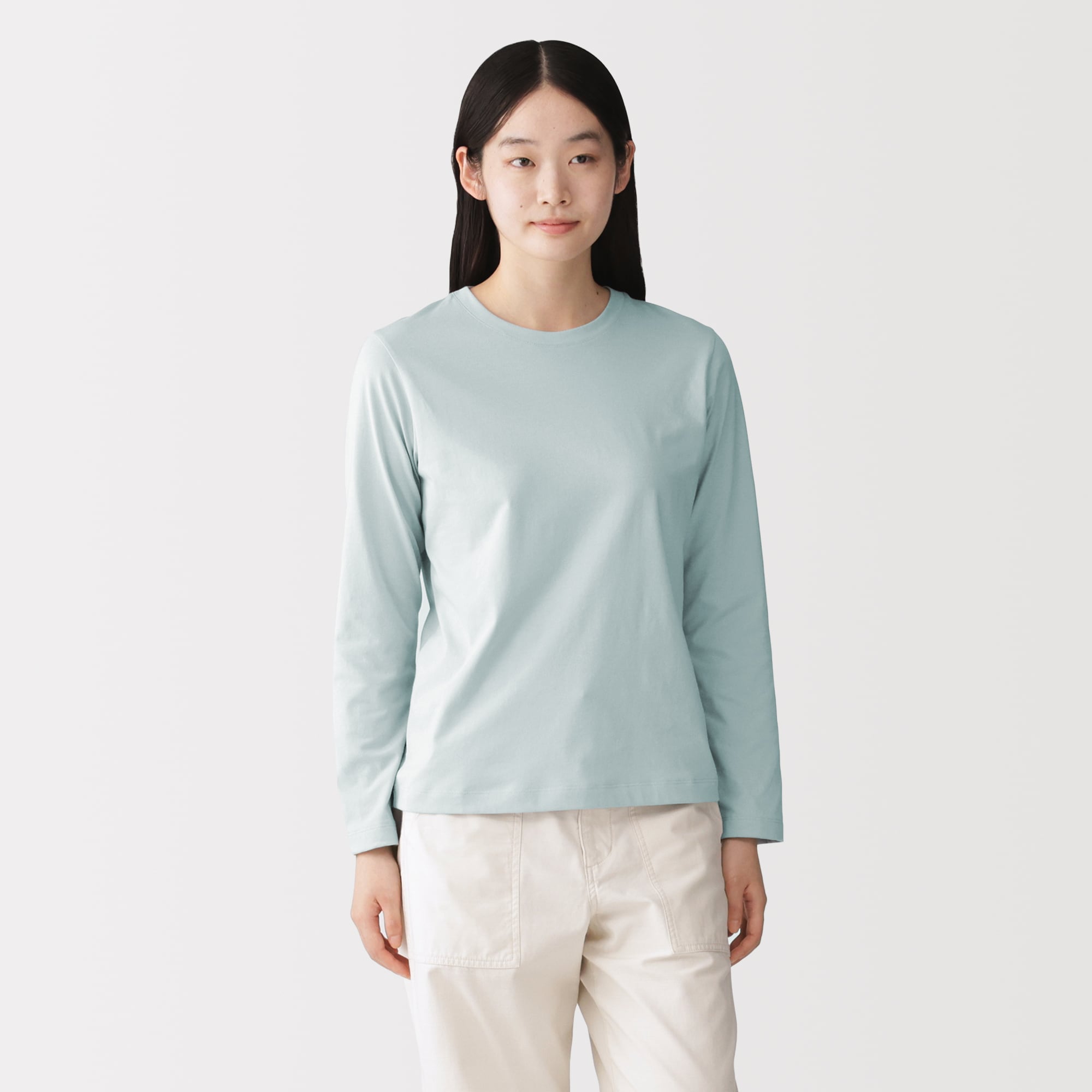 婦人　天竺編みクルーネック長袖Ｔシャツ