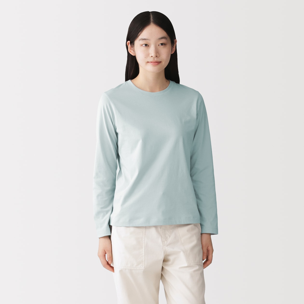 婦人　天竺編みクルーネック長袖Ｔシャツ