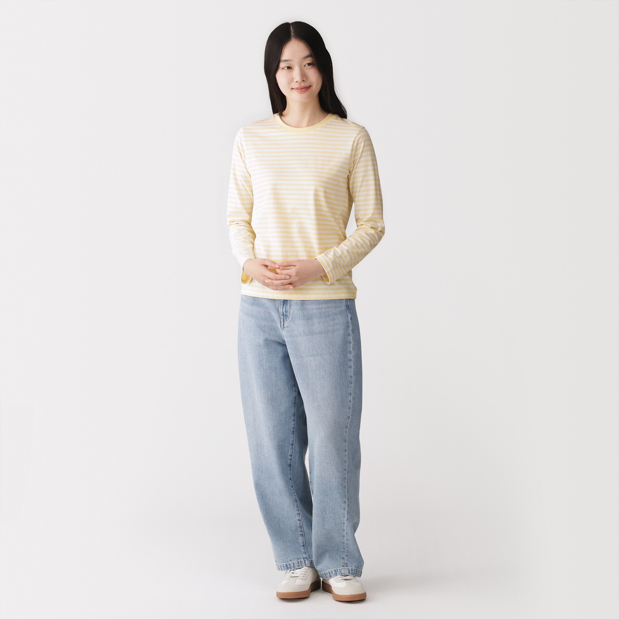 婦人　天竺編みクルーネック長袖Ｔシャツ