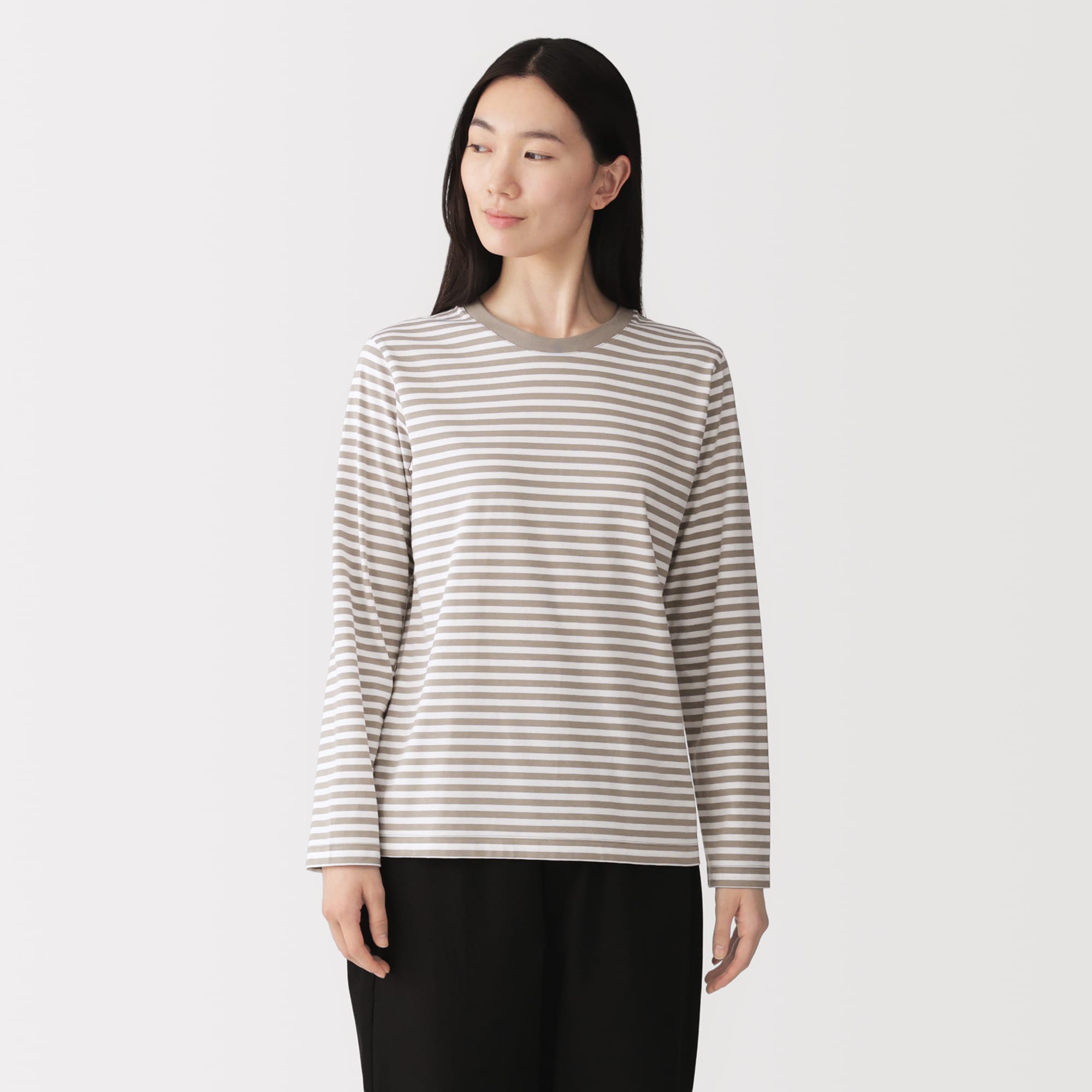 無印良品 婦人 天竺編みクルーネック長袖Tシャツ | 無印良品
