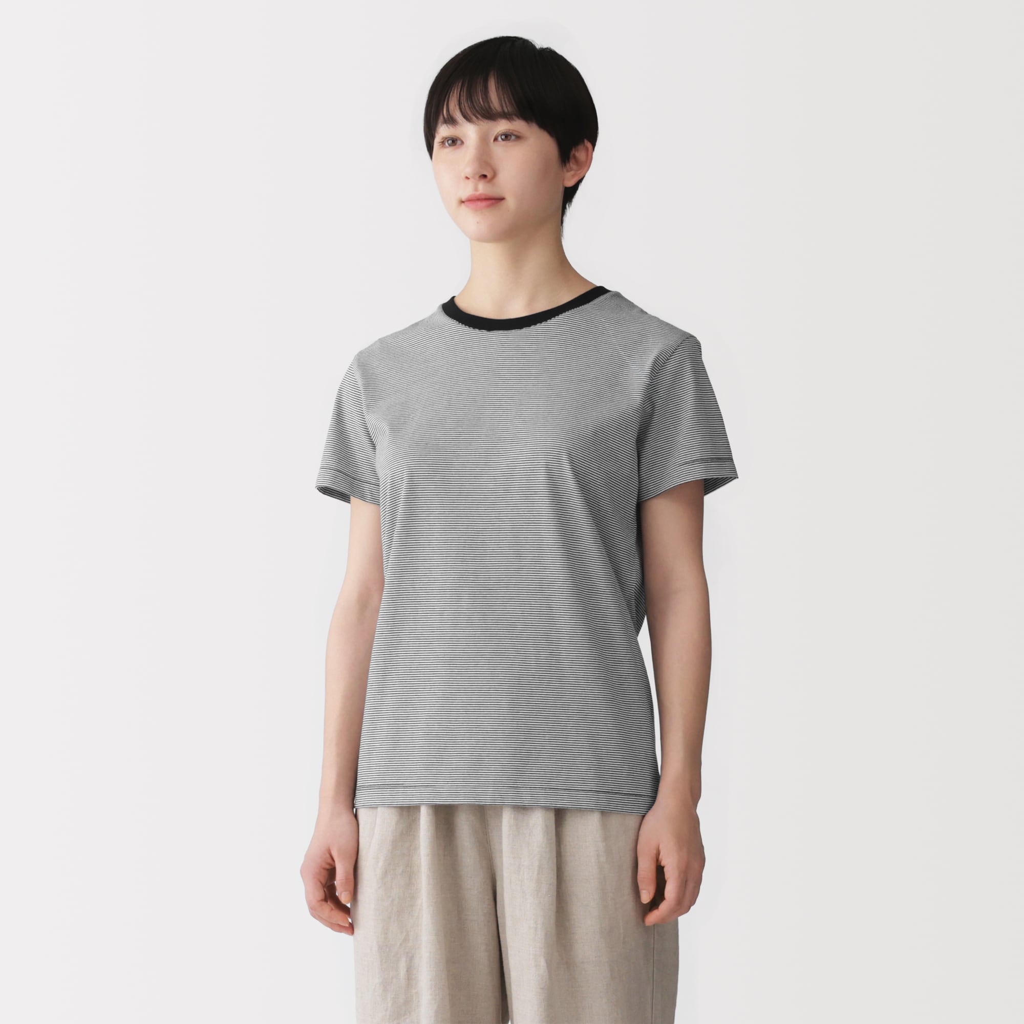 婦人　天竺編みクルーネック半袖Ｔシャツ