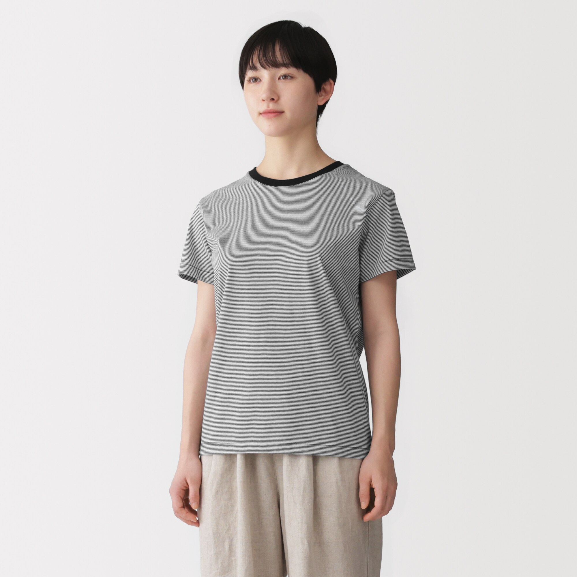 婦人　天竺編みクルーネック半袖Ｔシャツ