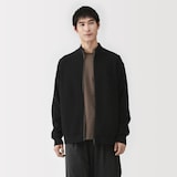 紳士　洗える畦編みフルジップカーディガン