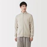 紳士　洗える畦編みフルジップカーディガン