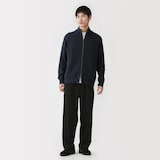 紳士　洗える畦編みフルジップカーディガン