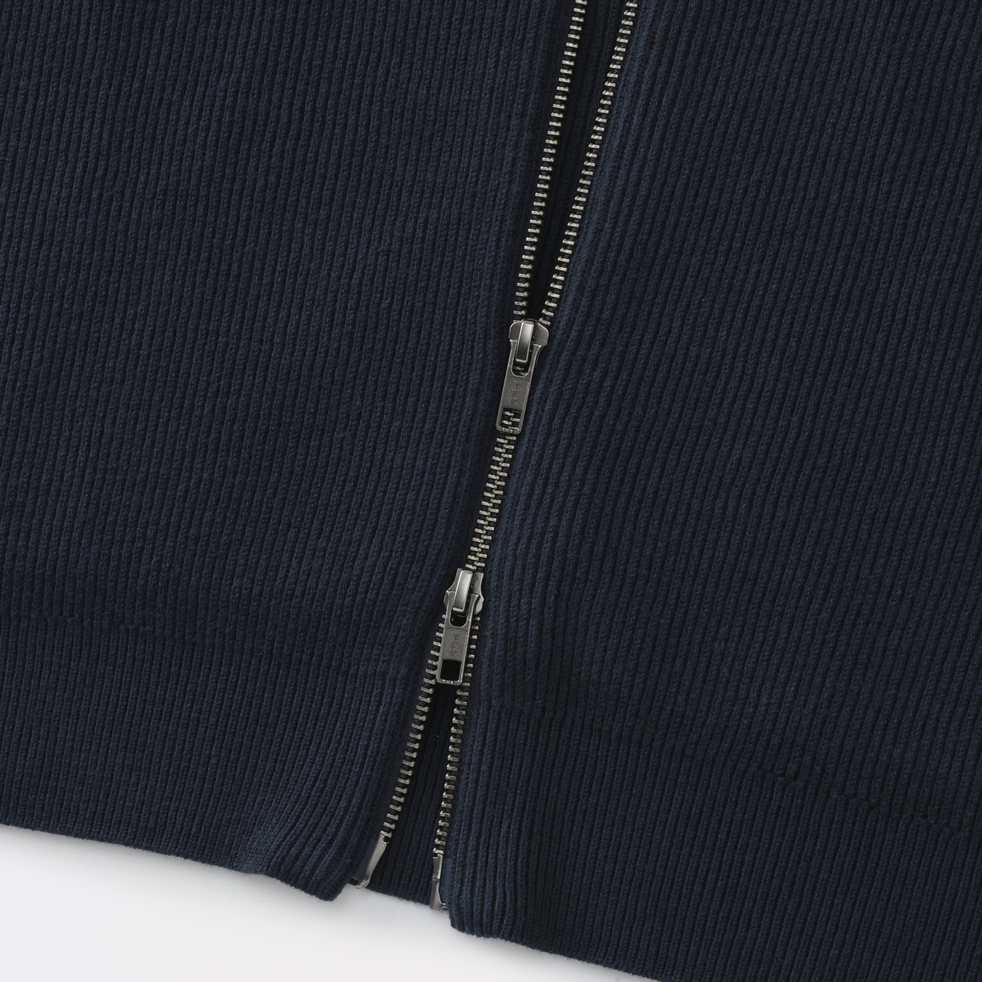 紳士　洗える畦編みフルジップカーディガン