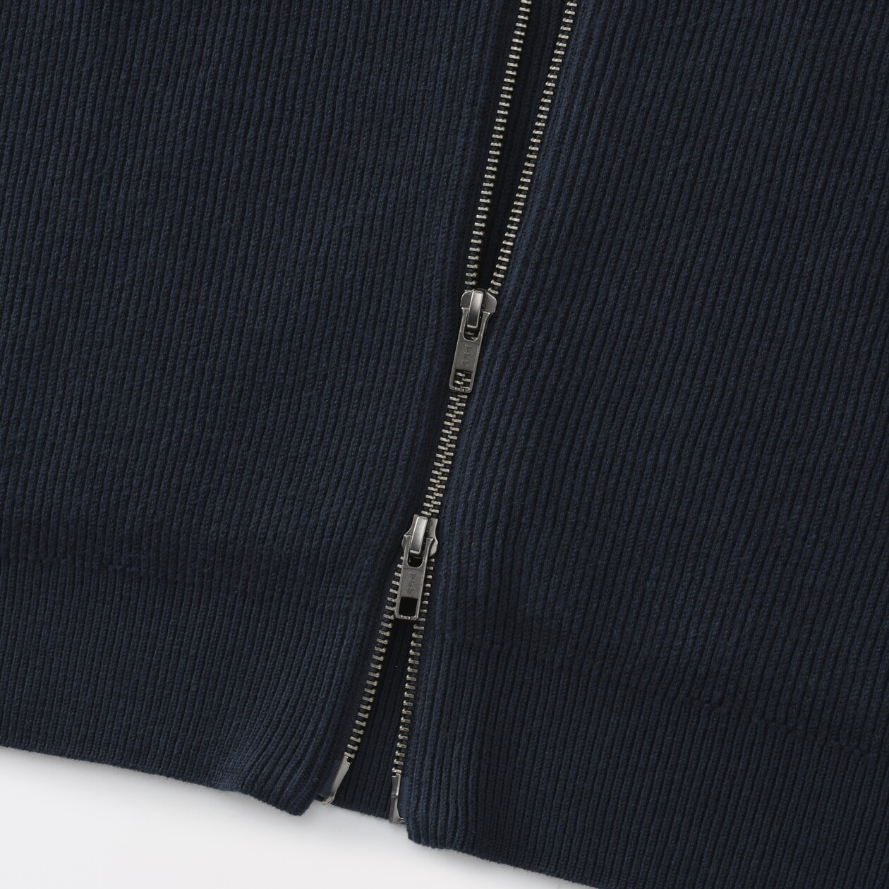 紳士　洗える畦編みフルジップカーディガン