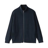 紳士　洗える畦編みフルジップカーディガン
